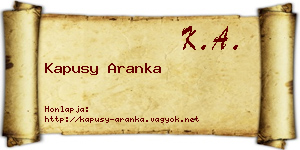 Kapusy Aranka névjegykártya